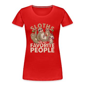 Funny gift idea animal motif sloth - Women's Premium Organic T-Shirt - red - Front - Mia (176cm)