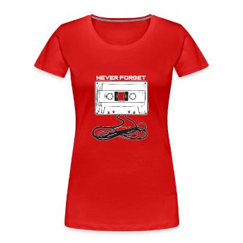 Never Forget Audio Cassette Tape 80s - Frauen Premium Bio T-Shirt - Rot - Vorne - Mia (176cm)
