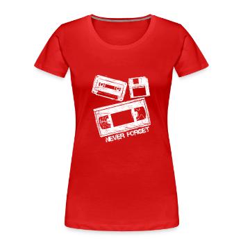 Never Forget Audio Cassette Tape - Frauen Premium Bio T-Shirt - Rot - Vorne - Mia (176cm)