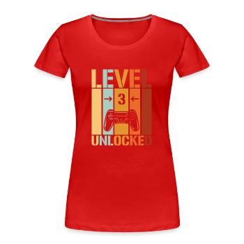 3rd Birthday Level 3 unlocked - Women's Premium Organic T-Shirt - red - Front - Mia (176cm)