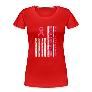 Pink Ribbon Breast Cancer American Flag - Frauen Premium Bio T-Shirt - Rot - Vorne - Mia (176cm)