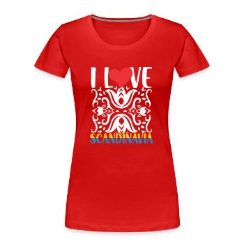 Ich Liebe Skandinavien Skandinavier Skandinavisch - Frauen Premium Bio T-Shirt - Rot - Vorne - Mia (176cm)
