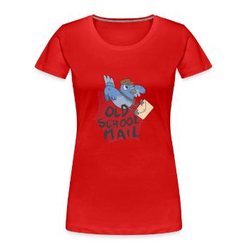 Old School Mail Bird Old School Mail Bird Geschenk - Frauen Premium Bio T-Shirt - Rot - Vorne - Mia (176cm)