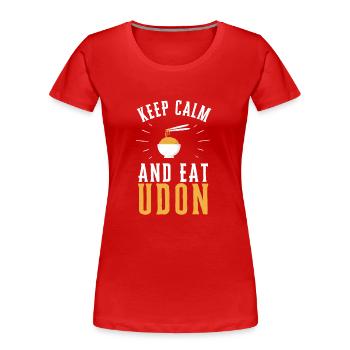 Udon Nouilles Japonaises Ramen Boîte de Nouilles Asiatiques - T-shirt bio Premium Femme - rouge - Devant - Mia (176cm)