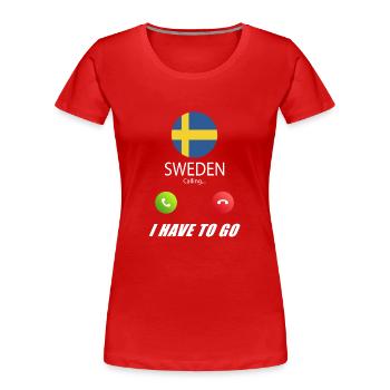 La Suède appelle les drapeaux lusiger - T-shirt bio Premium Femme - rouge - Devant - Mia (176cm)