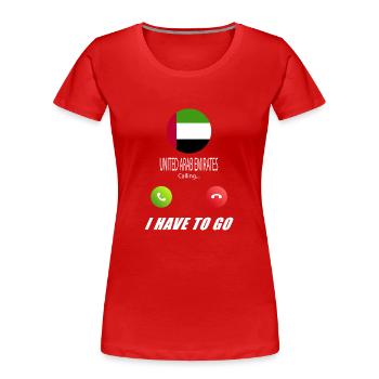 Les Émirats arabes unis appellent Lusiger - T-shirt bio Premium Femme - rouge - Devant - Mia (176cm)