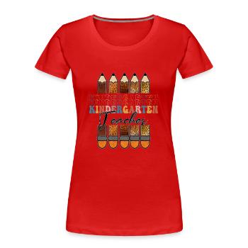 Kindergarten Teacher Leopard Pencil Back To School - T-shirt bio Premium Femme - rouge - Devant - Mia (176cm)
