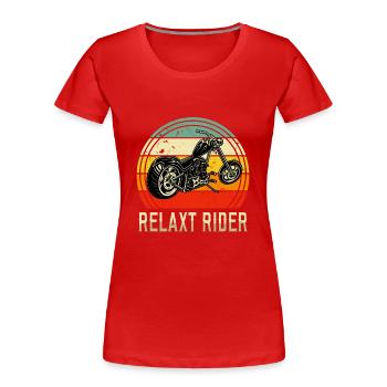Relaxt Rider Rock Kleidung Motorrad Biker Vintage - Frauen Premium Bio T-Shirt - Rot - Vorne - Mia (176cm)
