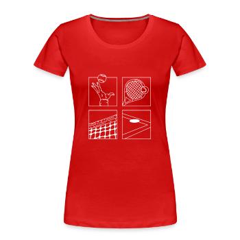 Illustration de jeu de tennis Minimaliste Joueur de tennis - T-shirt bio Premium Femme - rouge - Devant - Mia (176cm)