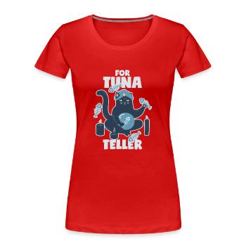 Fortune Teller Cat with Tuna: Fortunateller - Women's Premium Organic T-Shirt - red - Front - Mia (176cm)
