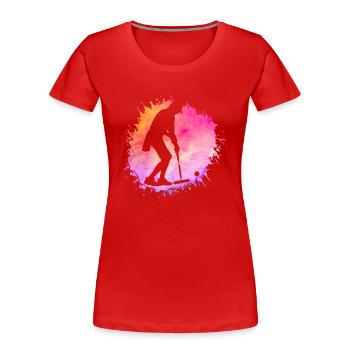 Krocket Retro - Frauen Premium Bio T-Shirt - Rot - Vorne - Mia (176cm)