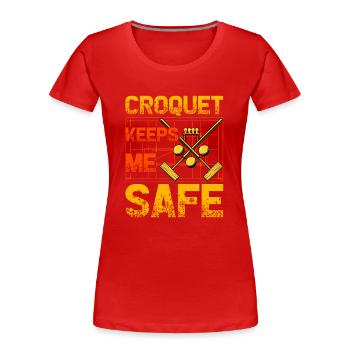 Croquet keeps me safe - Frauen Premium Bio T-Shirt - Rot - Vorne - Mia (176cm)