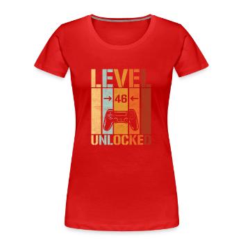 46. Geburtstag Level 46 unlocked - Frauen Premium Bio T-Shirt - Rot - Vorne - Mia (176cm)