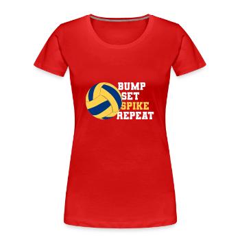 Volleyball Bump Set Spike Repeat - Frauen Premium Bio T-Shirt - Rot - Vorne - Mia (176cm)