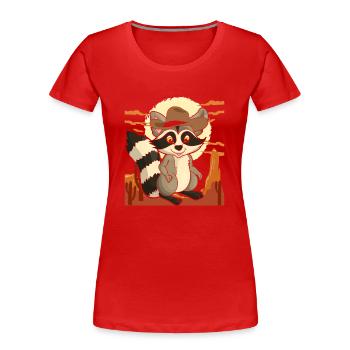 Tierliebhaber Cowboy Geschenk Waschbär - Frauen Premium Bio T-Shirt - Rot - Vorne - Mia (176cm)