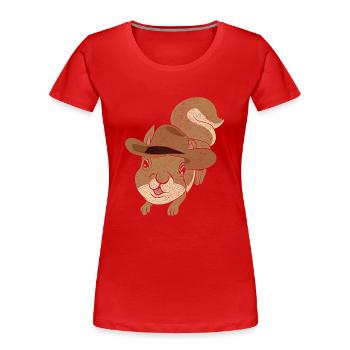 Cowboy Animal Motif Gift Squirrel - Women's Premium Organic T-Shirt - red - Front - Mia (176cm)