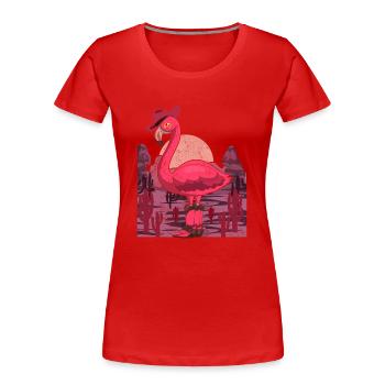 Cowboy Animal Motif Gift Flamingo - Women's Premium Organic T-Shirt - red - Front - Mia (176cm)