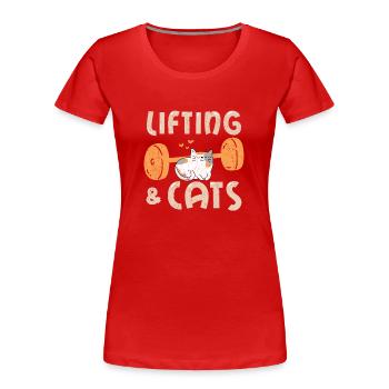 Lifting & Cats Funny Cat Lovers Gym Funny Weightli - T-shirt bio Premium Femme - rouge - Devant - Mia (176cm)