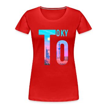 Tokio - Frauen Premium Bio T-Shirt - Rot - Vorne - Mia (176cm)
