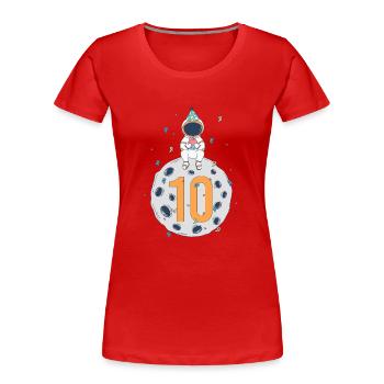 10. Geburtstag Weltraum Geburtstagsparty - Frauen Premium Bio T-Shirt - Rot - Vorne - Mia (176cm)