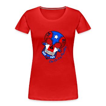 Sugar Skull Proud Puerto Rican - Women's Premium Organic T-Shirt - red - Front - Mia (176cm)