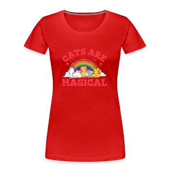 Cats Are Magical Funny Cat Lover Cute Cat Mom Rain - Women's Premium Organic T-Shirt - red - Front - Mia (176cm)