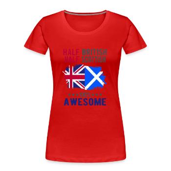 Halb Brite Halb Schotte - Frauen Premium Bio T-Shirt - Rot - Vorne - Mia (176cm)