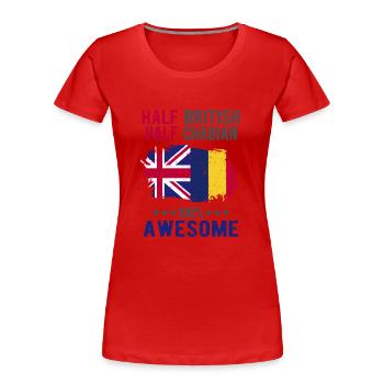 Halb Brite Halb Tschader - Frauen Premium Bio T-Shirt - Rot - Vorne - Mia (176cm)