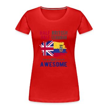 Halb Brite Halb Ecuadorianer - Frauen Premium Bio T-Shirt - Rot - Vorne - Mia (176cm)