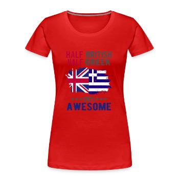 Halb Brite Halb Grieche - Frauen Premium Bio T-Shirt - Rot - Vorne - Mia (176cm)