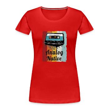 Retro Cassette Fan Cassette Motif - Women's Premium Organic T-Shirt - red - Front - Mia (176cm)