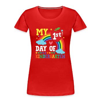 My First Day Of Kindergarten Colorful Rainbow - Frauen Premium Bio T-Shirt - Rot - Vorne - Mia (176cm)