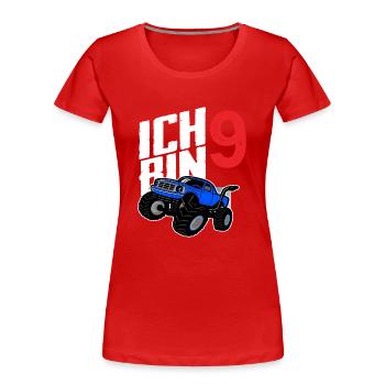 Monstertruck 9. Geburtstag Jungs Geschenk - Frauen Premium Bio T-Shirt - Rot - Vorne - Mia (176cm)