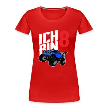 Monstertruck 8. Geburtstag Jungs Geschenk - Frauen Premium Bio T-Shirt - Rot - Vorne - Mia (176cm)