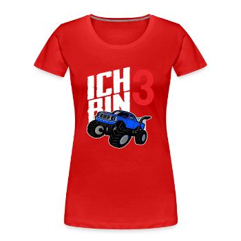 Monstertruck 3. Geburtstag Jungs Geschenk - Frauen Premium Bio T-Shirt - Rot - Vorne - Mia (176cm)