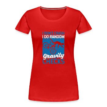 Mountainbiking Ich stürze nicht, ich mache - Frauen Premium Bio T-Shirt - Rot - Vorne - Mia (176cm)