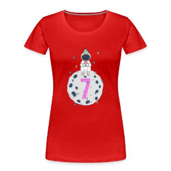 7. Geburtstag Weltraum Geburtstagsparty - Frauen Premium Bio T-Shirt - Rot - Vorne - Mia (176cm)