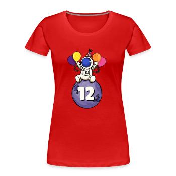 12 years old space birthday 12th birthday - Women's Premium Organic T-Shirt - red - Front - Mia (176cm)