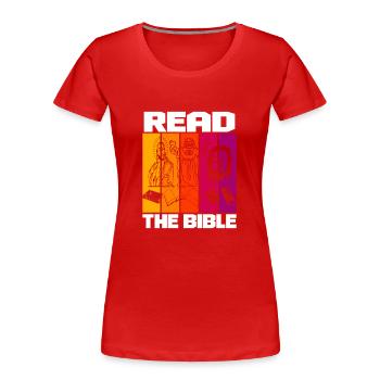 Read The Bible - Frauen Premium Bio T-Shirt - Rot - Vorne - Mia (176cm)