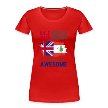 Halb Brite Halb Jordanier - Frauen Premium Bio T-Shirt - Rot - Vorne - Mia (176cm)