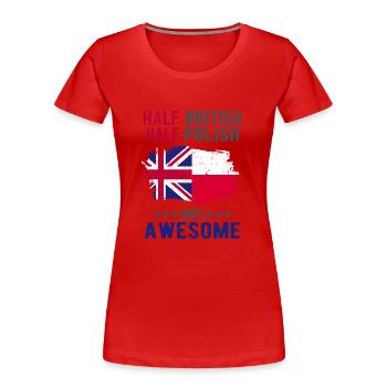 Halb Brite Halb Singapurer - Frauen Premium Bio T-Shirt - Rot - Vorne - Mia (176cm)
