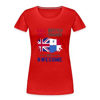 Moitié Britannique Moitié Panama - T-shirt bio Premium Femme - rouge - Devant - Mia (176cm)
