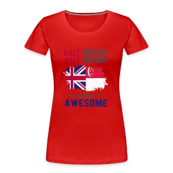 Halb Brite Halb Singapurer - Frauen Premium Bio T-Shirt - Rot - Vorne - Mia (176cm)