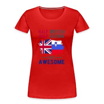 Halb Brite Halb Slowenier - Frauen Premium Bio T-Shirt - Rot - Vorne - Mia (176cm)