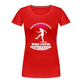Skateboard Skater Girls Skateboarding Longboard - Women's Premium Organic T-Shirt - red - Front - Mia (176cm)