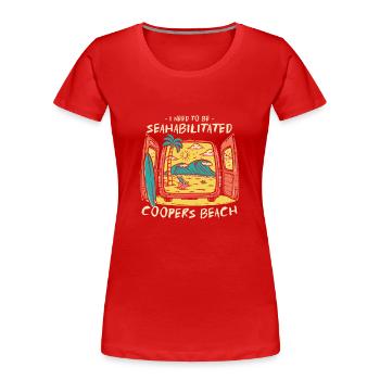 J’ai besoin d’être séahabilité Coopers Beach Été - T-shirt bio Premium Femme - rouge - Devant - Mia (176cm)