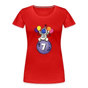 7 years old space birthday 7. - Women's Premium Organic T-Shirt - red - Front - Mia (176cm)