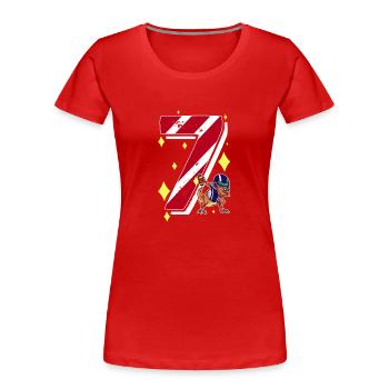 7 Jahre alter Dinosaurier American Football 7. B-Day - Frauen Premium Bio T-Shirt - Rot - Vorne - Mia (176cm)