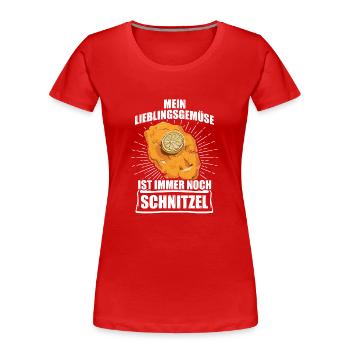 Lieblingsgemüse Schnitzel - Frauen Premium Bio T-Shirt - Rot - Vorne - Mia (176cm)