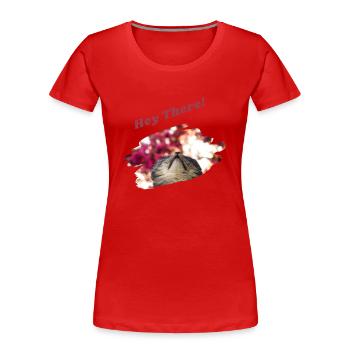 Hey there Cat Cat Saying British Shorthair Fun - Women's Premium Organic T-Shirt - red - Front - Mia (176cm)